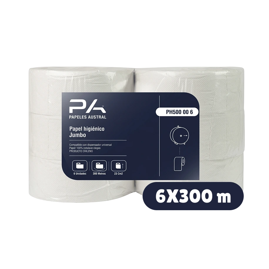 PAPEL HIGIÉNICO JUMBO 300 METROS X 6 ROLLOS PAPELES AUSTRAL